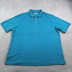 Tommy Bahama Polo Shirt Mens 2XL XXL Blue Teal Modal Blend Beach Coastal